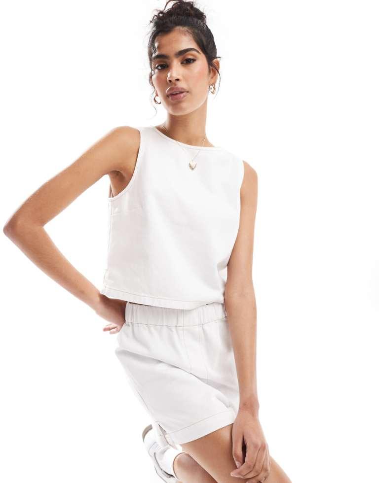 ASOS Denim Tank Top in White Lyst UK