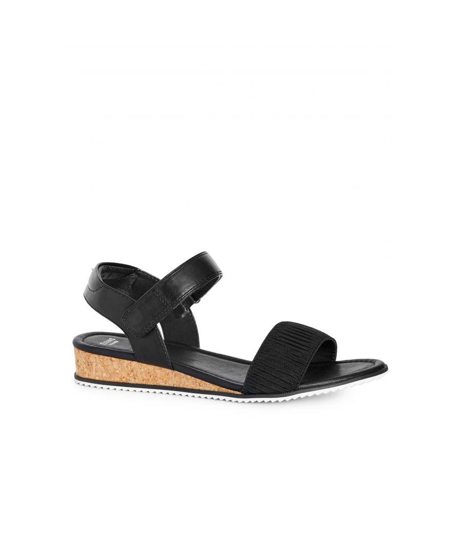 Evans Extra Wide Fit Rachel Ruched Sandals in Black | Lyst UK