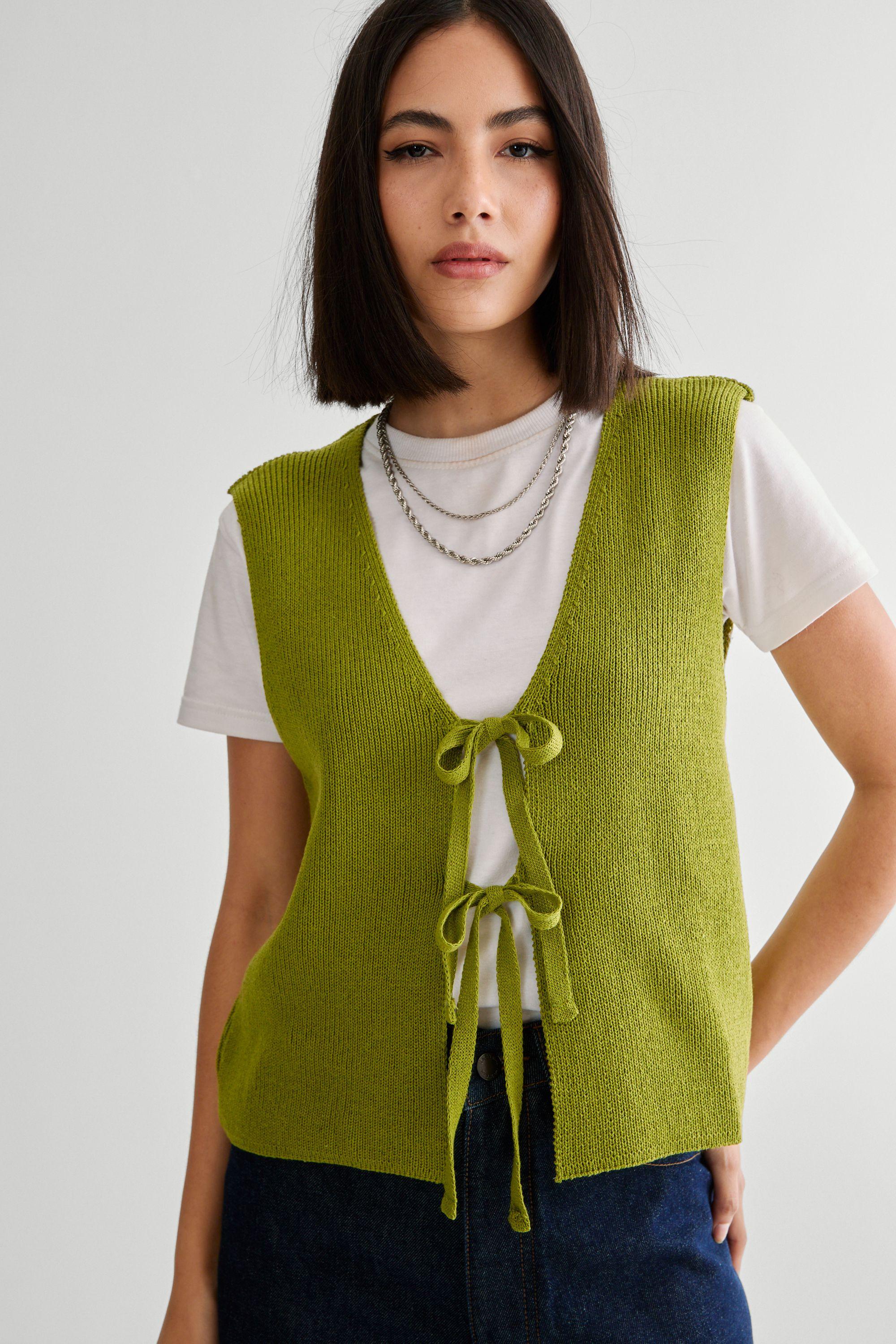 Nasty Gal Knitted Tie Front Vest in Green Lyst UK