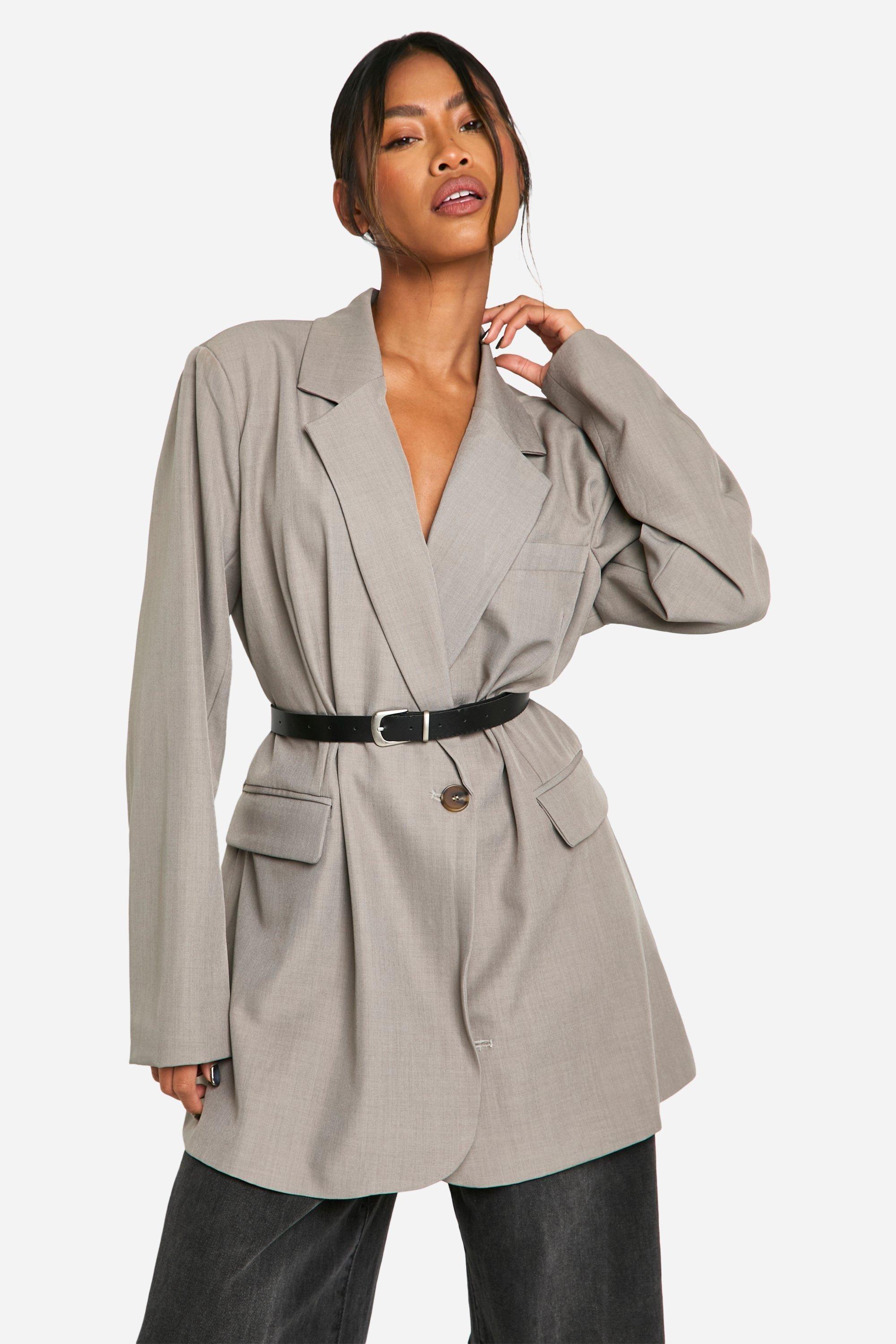 Longline Coat Boohoo Tailored Coat Plus Tailored Self Belted