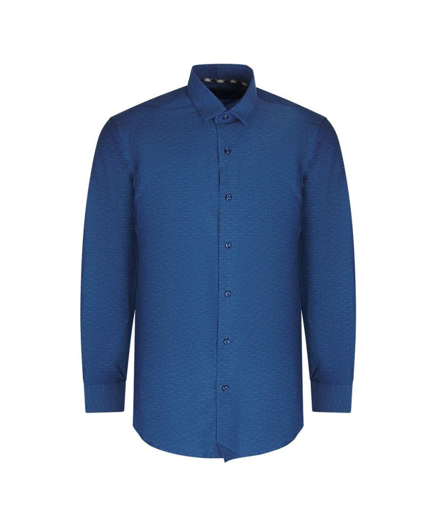 Aquascutum Textured Long Sleeve Dark Shirt Cotton in Blue for Men Lyst UK