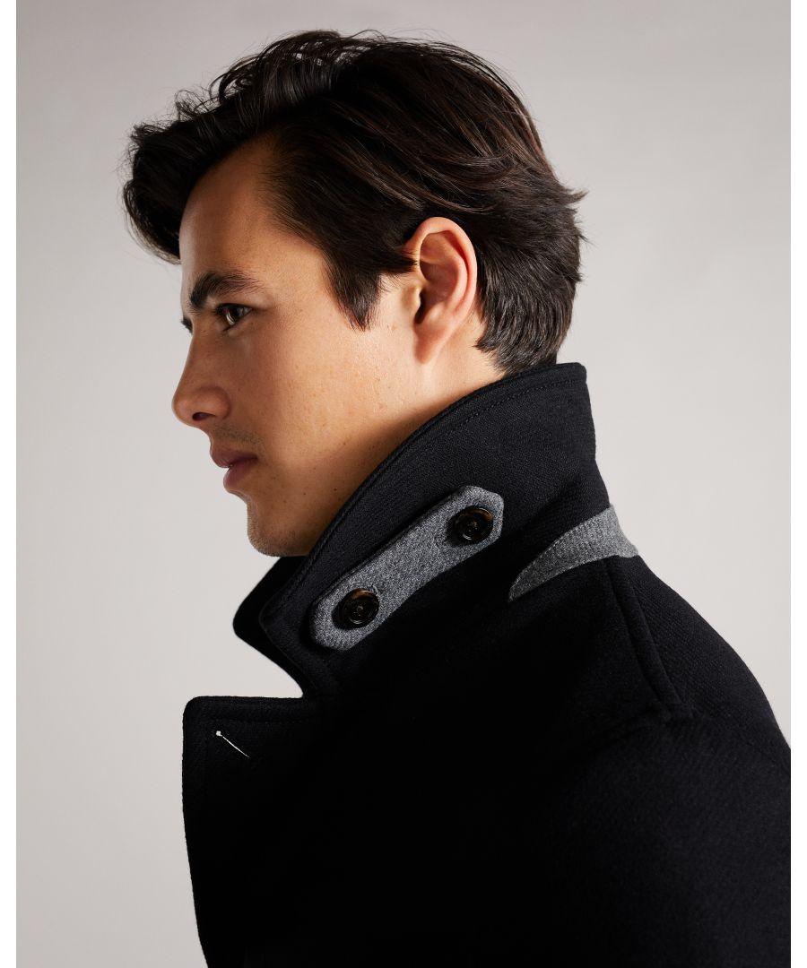 Ted Baker Grilldd Wool Peacoat Grey Ted Baker Peacoat Mens Mens