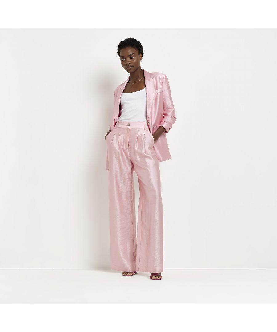 Pink satin top wide leg pants
