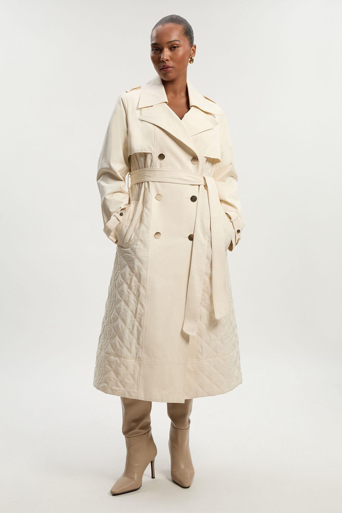 Karen Millen White Trench Coat Plus Size Plus Size Tailored Faux