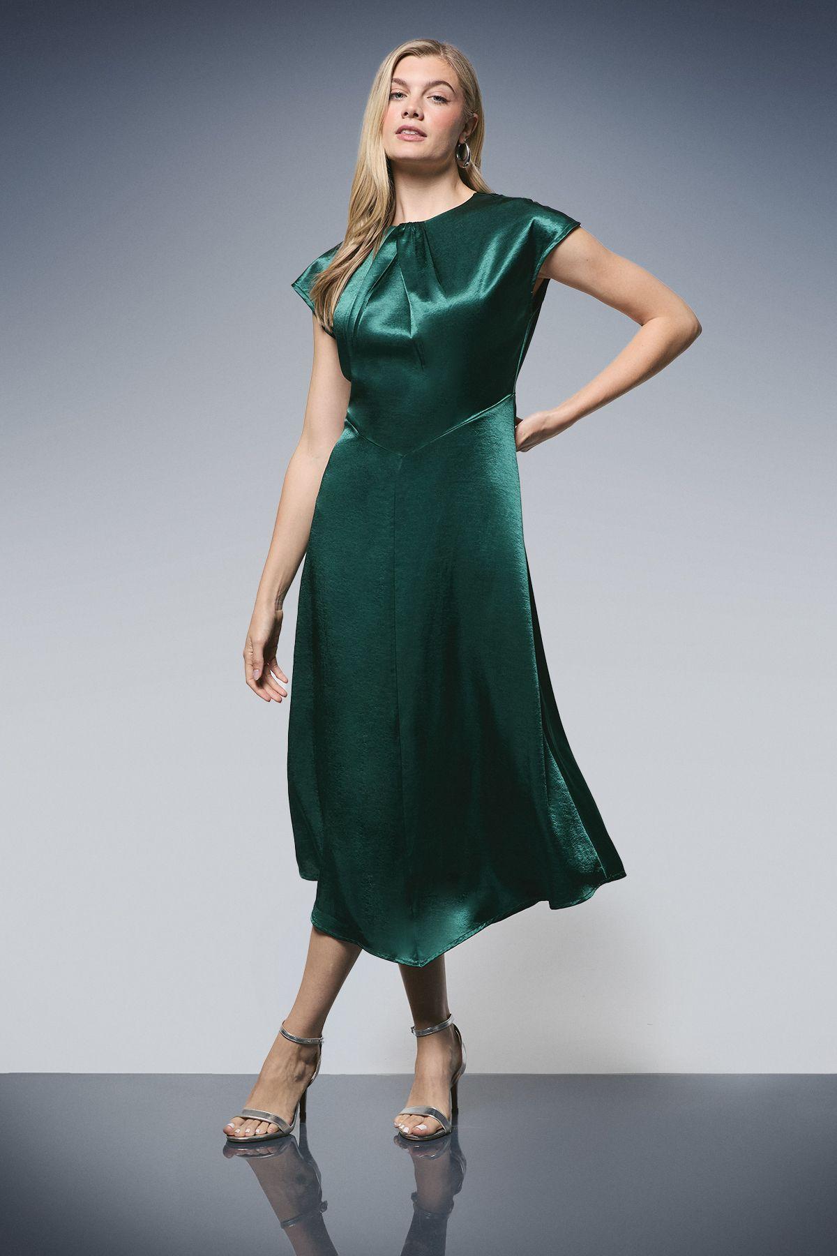 principles green dress Green Principles Panelled Broderie Fit and Flare Dress