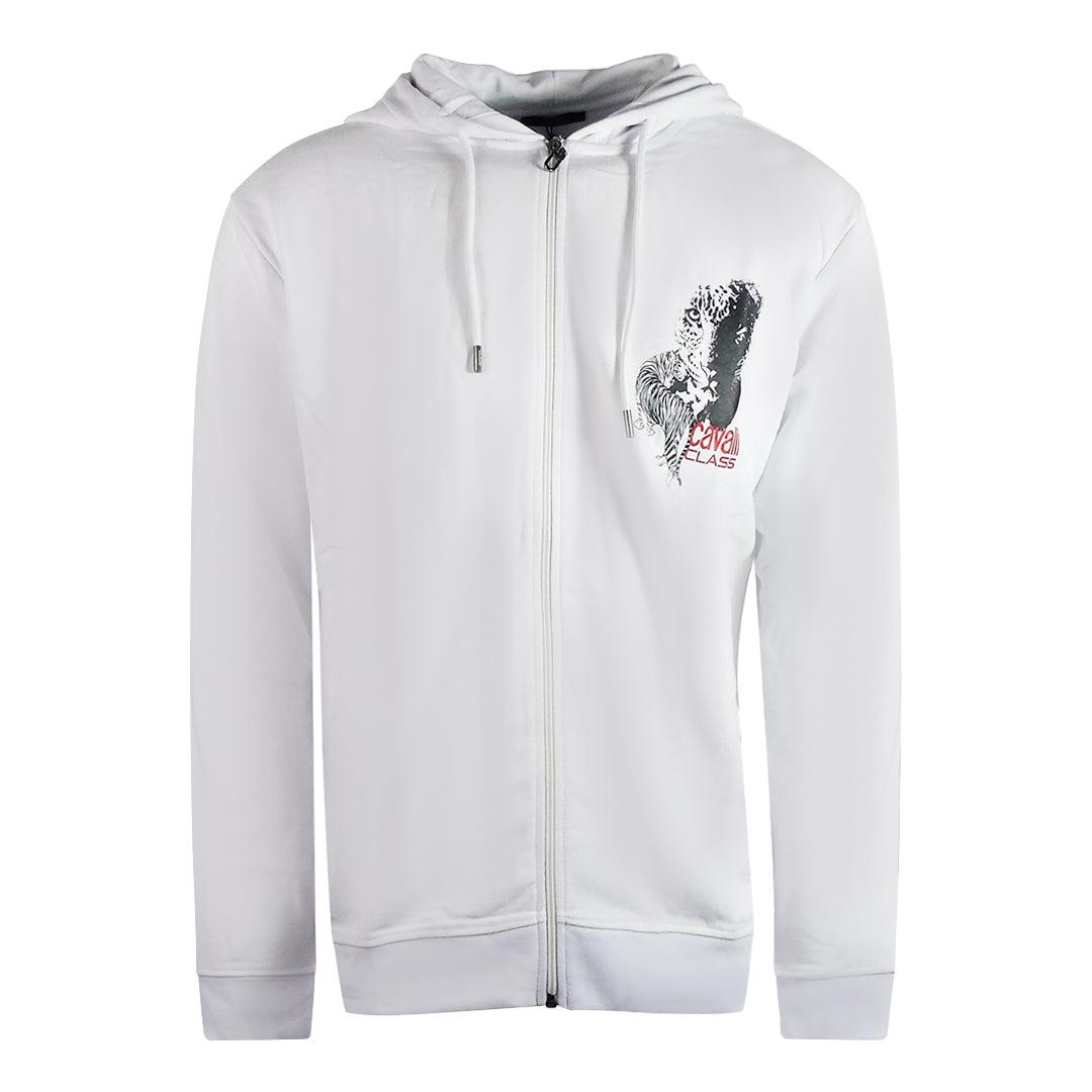Roberto Cavalli Large Tiger Design Zip Up Hoodie Cotton in White for Men Lyst UK