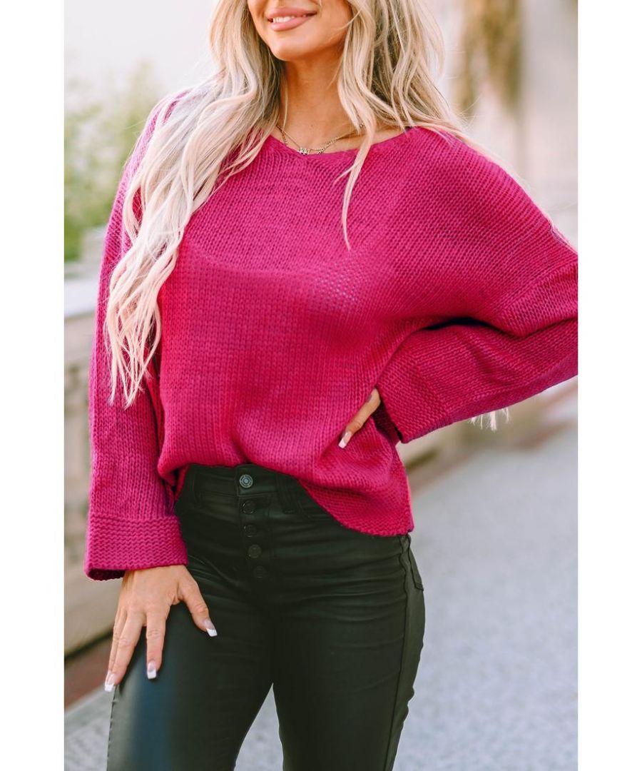 Azura Exchange Loose Knitted V Neck Sweater in Pink Lyst UK