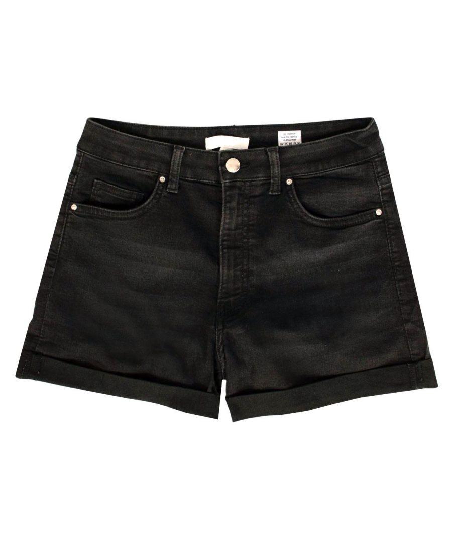 H M Denim Turn Hem Shorts Cotton in Black Lyst UK