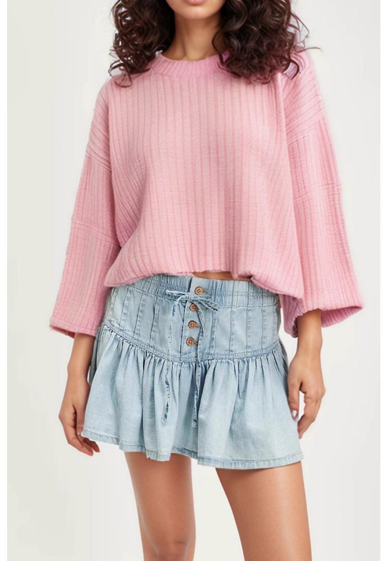 Everyday the Label Buttoned Ruffled Mini Denim Skirt in Pink Lyst UK