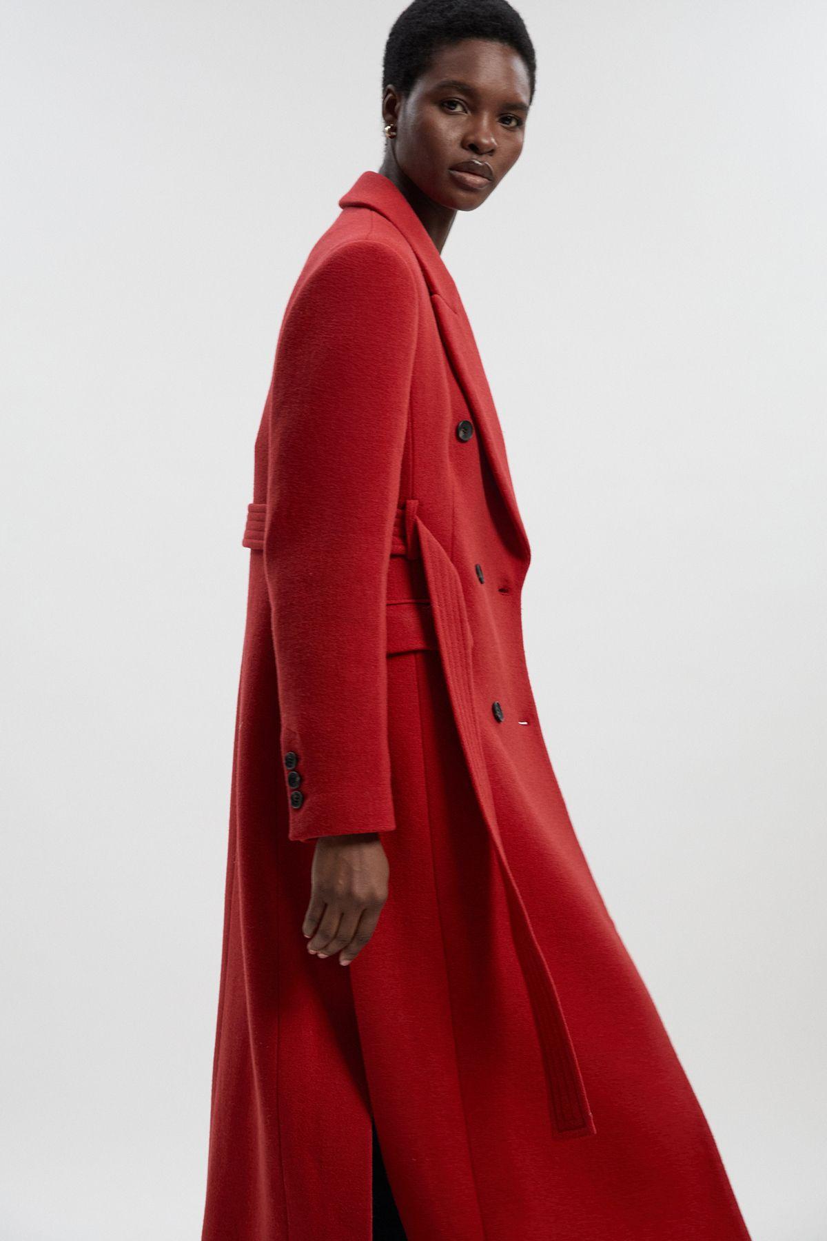 Karen Millen Petite Wool Double Breasted Belted Tailored Maxi Coat