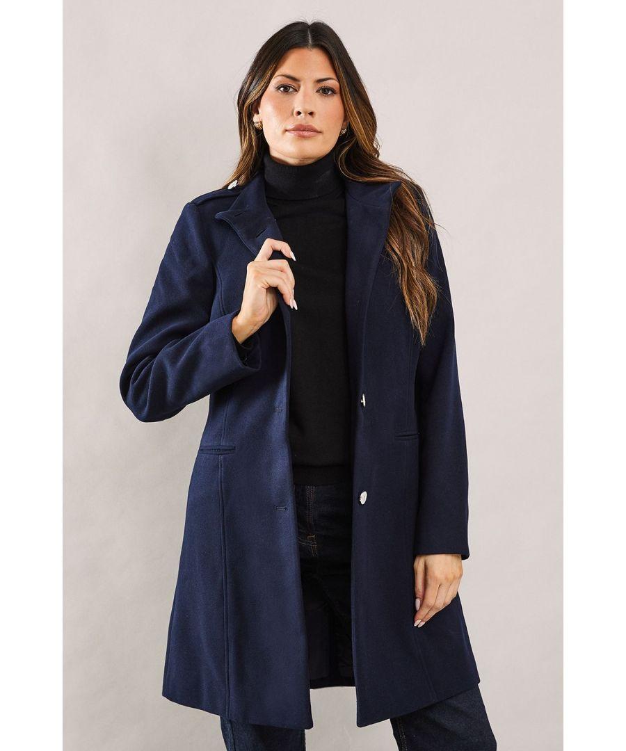 Wallis Funnel Neck Faux Wool Coat in Blue Lyst UK