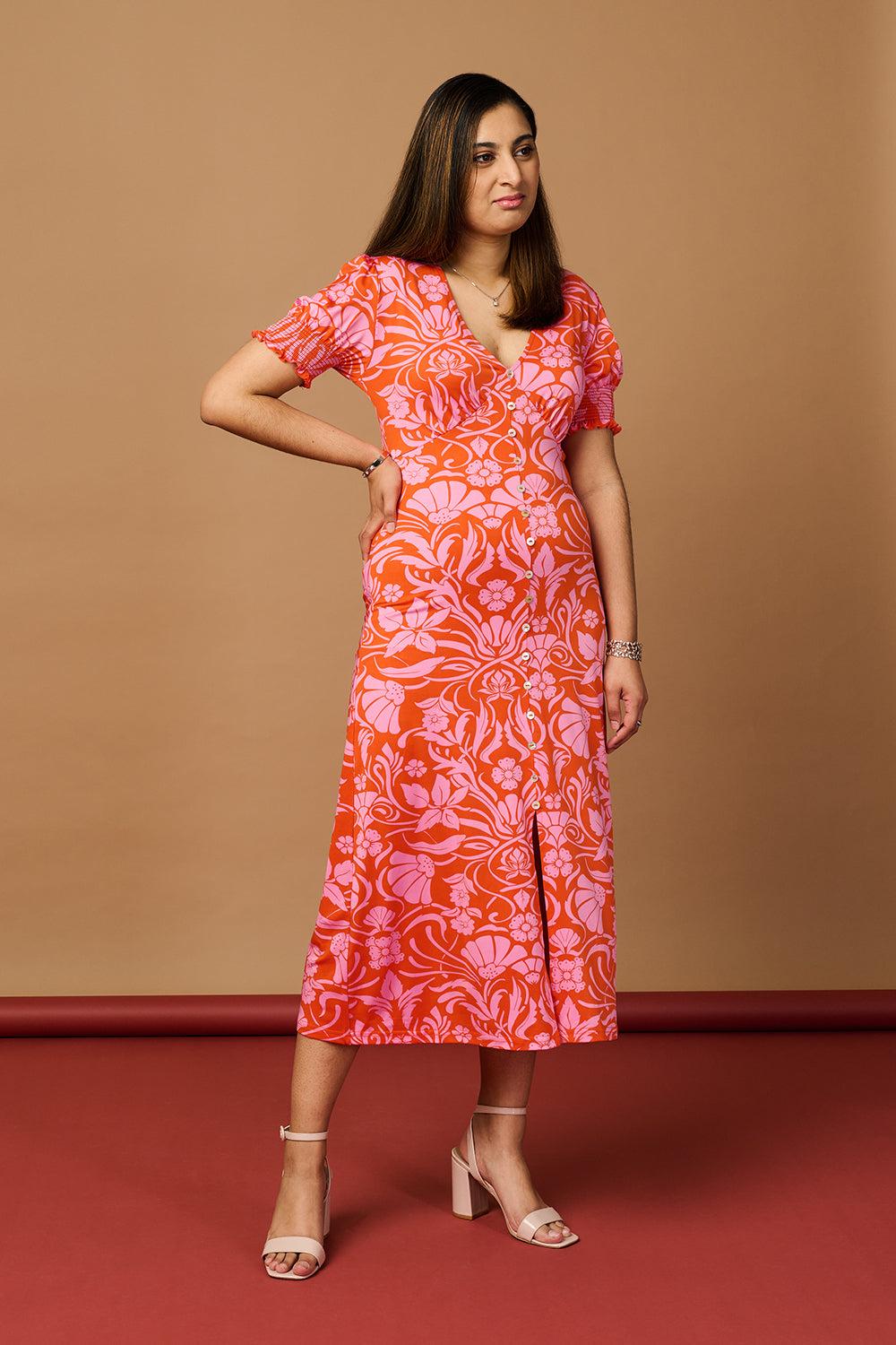 Izabel London Floral Tie Back Midi Tea Dress in Red Lyst UK