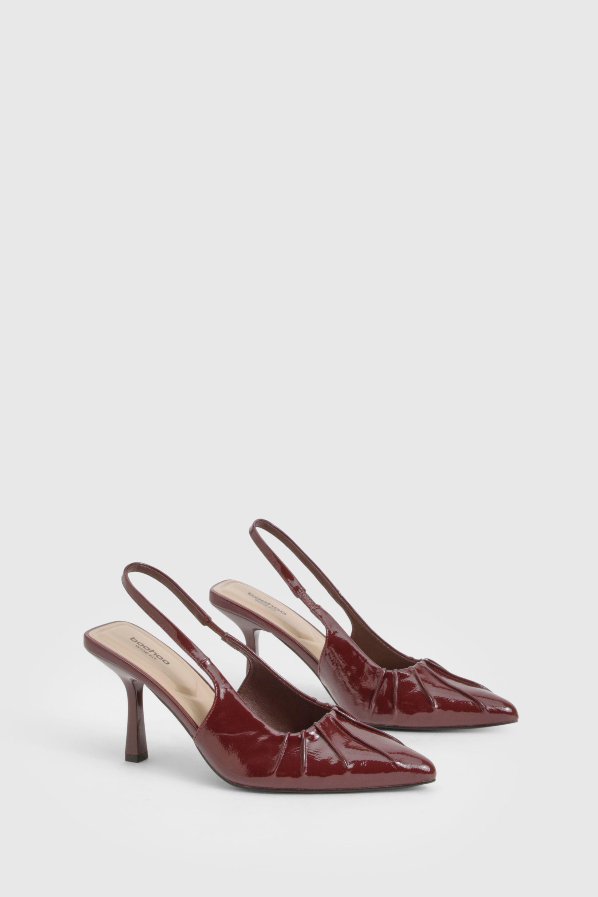 Boohoo Wide Fit Patent Ruched Court Shoe Heels in Pink Lyst UK