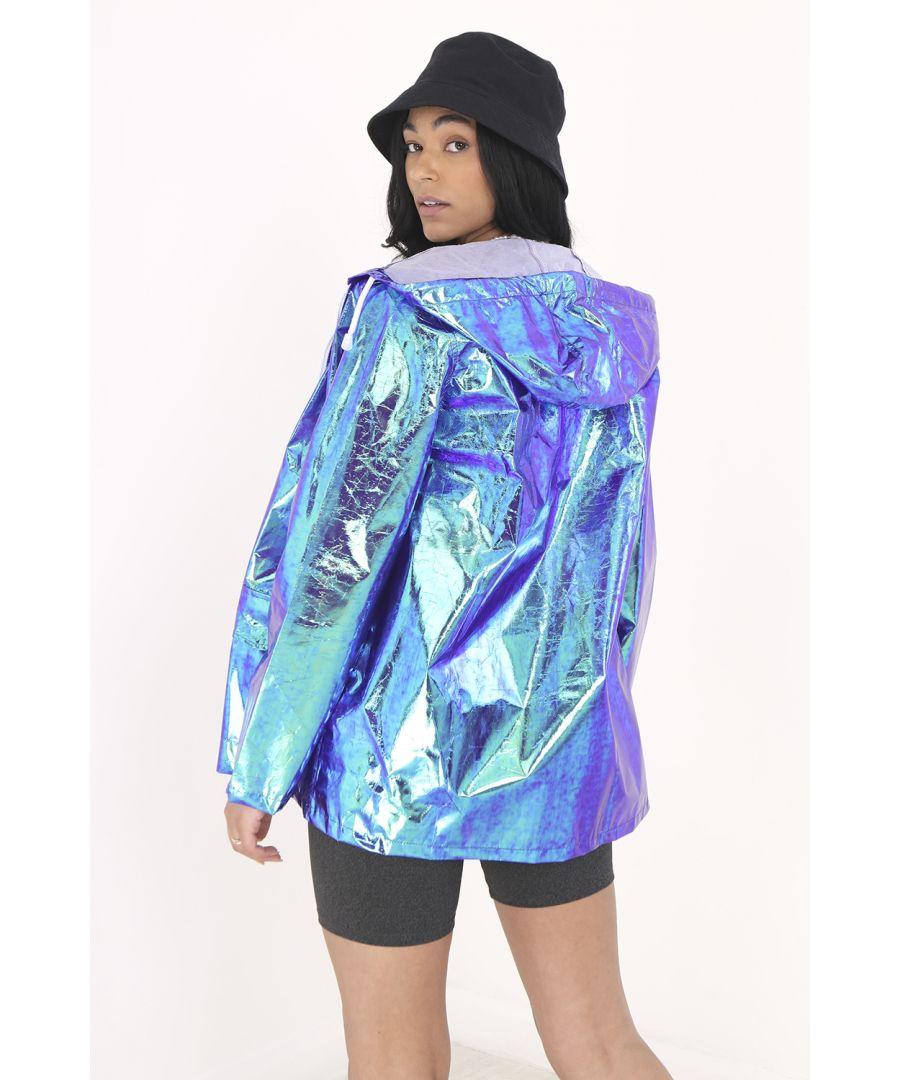 Brave Soul Purple 'unicorn' Holographic Hooded Festival Mac in