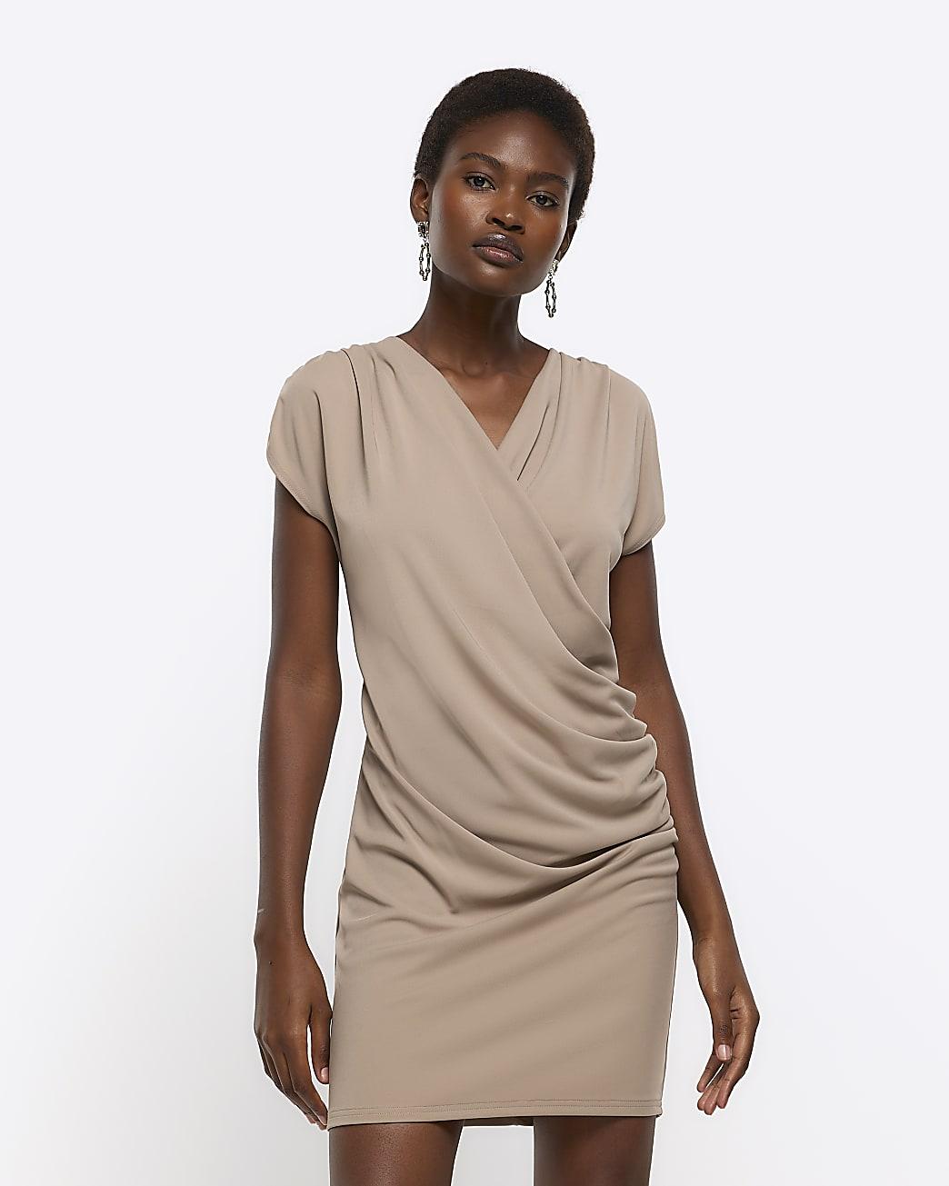 river island ruched dress Modern River Island Ruched Sequins Dress W/Slit