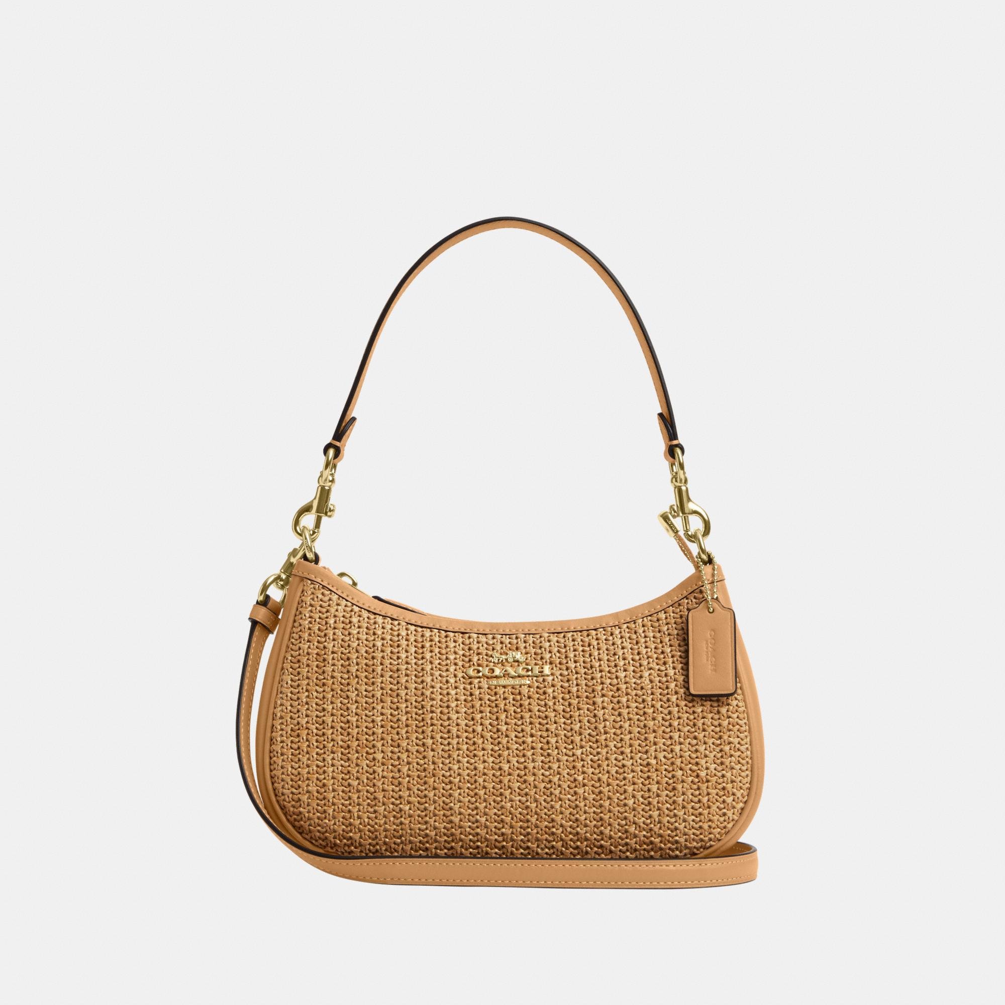 COACH Straw Leather Mix Teri Shoulder Bag With Strap in White Lyst UK