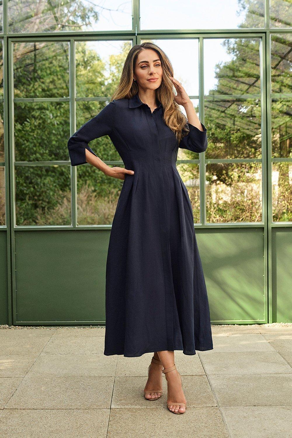 linen chocolate dress Chocolate Linen Maxi Dress M main image 0