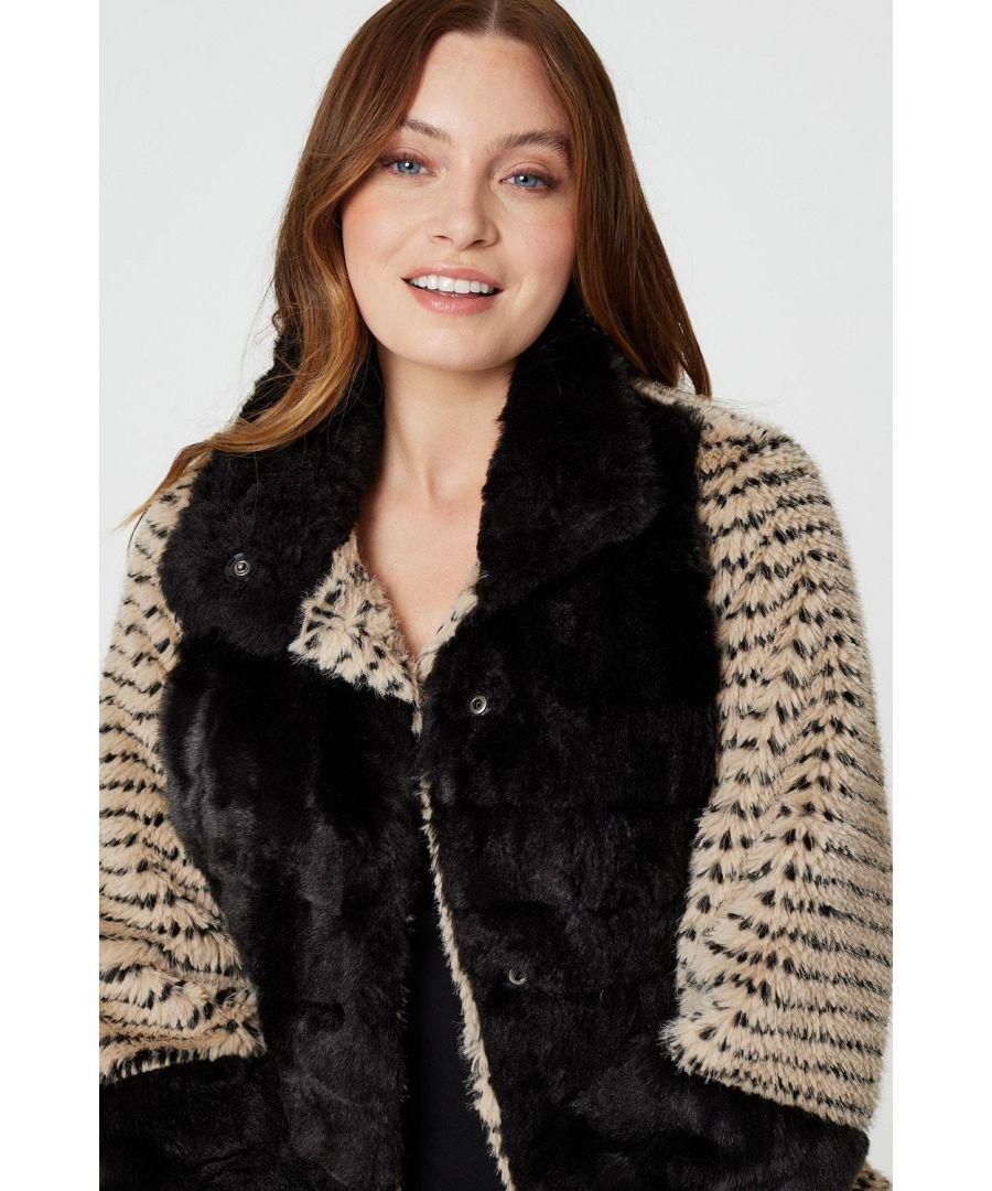 Striped faux hotsell fur jacket