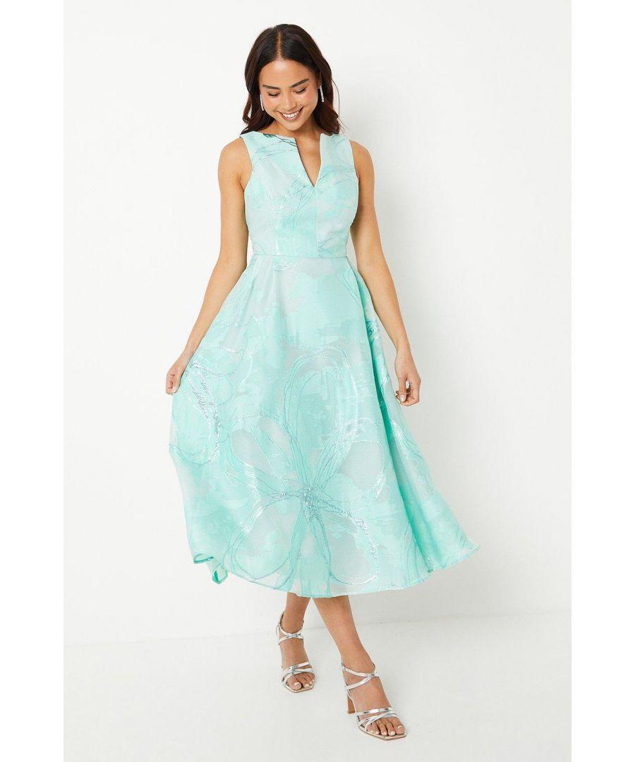 Coast Petite Notch Neck Jacquard Midi Dress in Blue | Lyst UK Coast Petite Notch Neck Jacquard Midi Dress in Blue | Lyst UK