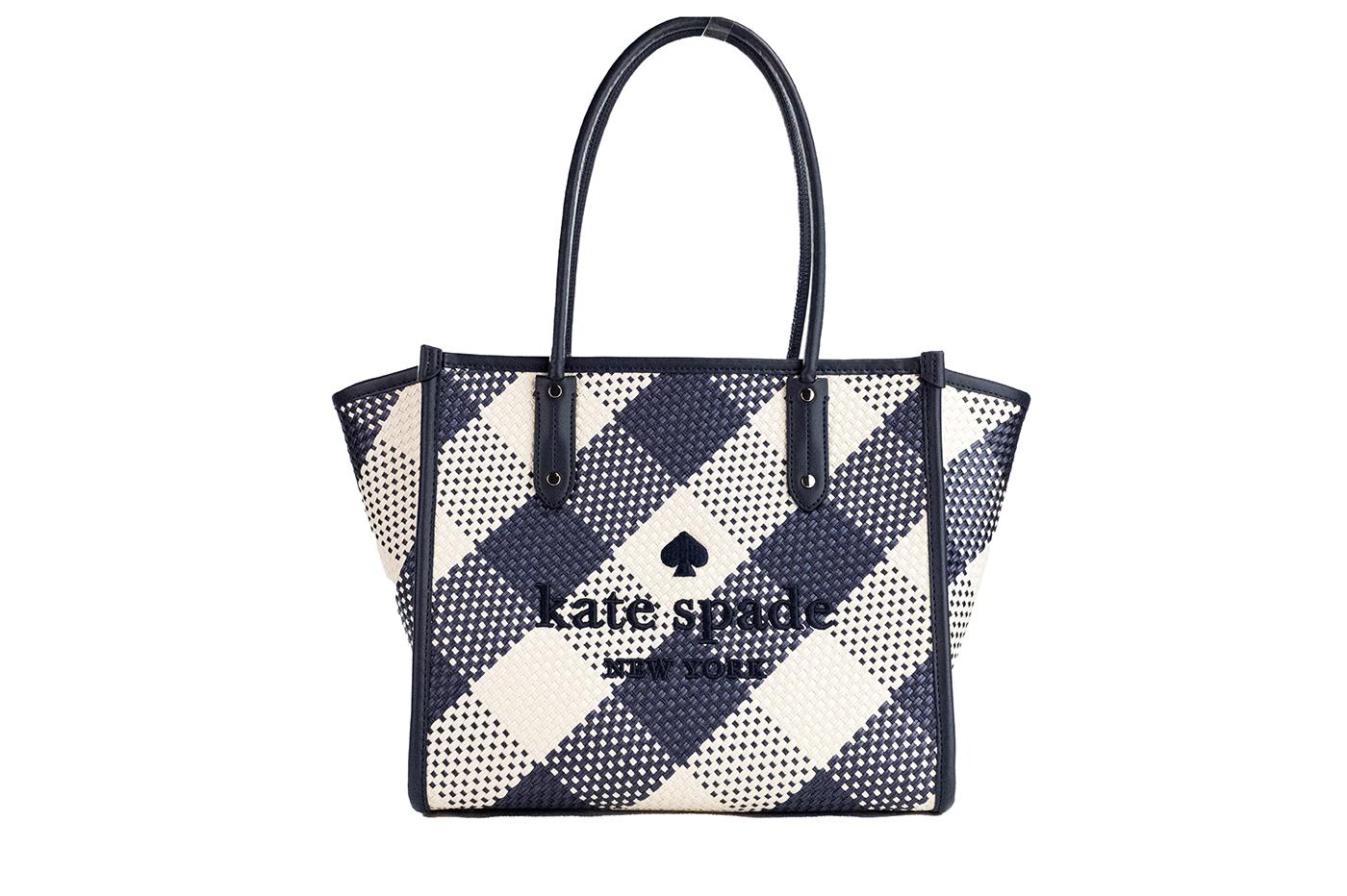 Kate Spade Ella Gingham Blazer Oversized Woven Shoulder Tote Bag Purse Straw in Black Lyst UK
