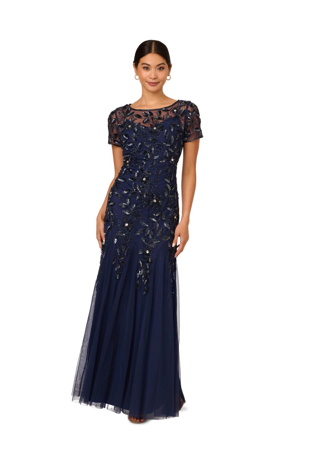 Adrianna Papell Women's Bead Mesh Godet Gown - Beaded Formal Evening Dress For Special Occasions - View #3
