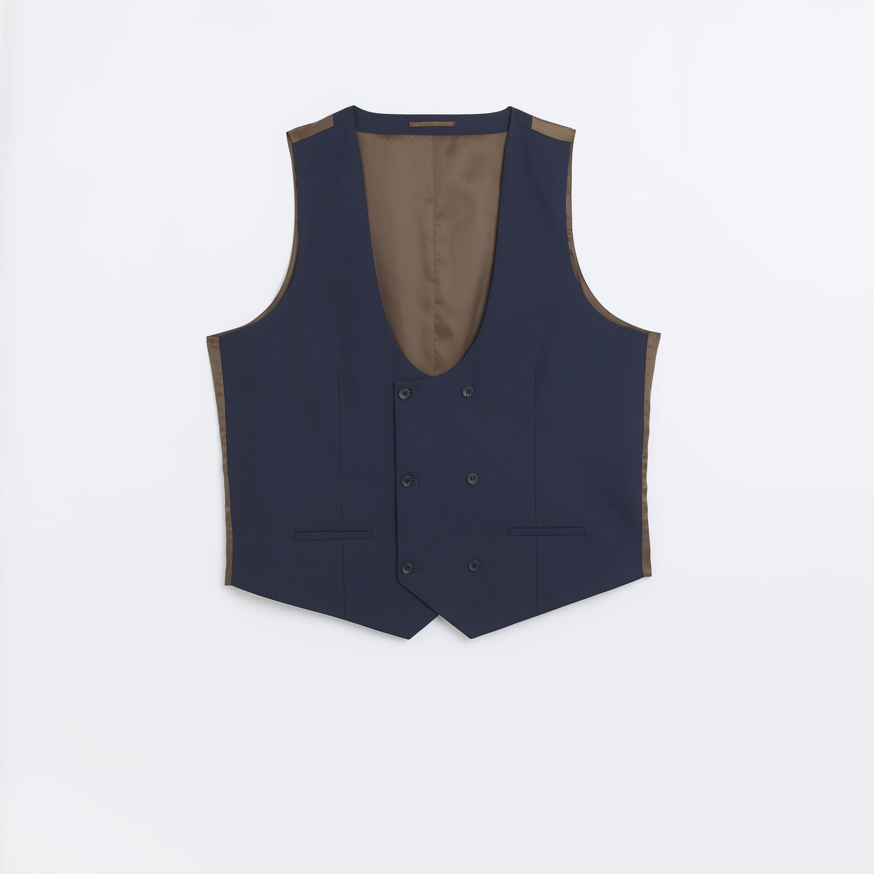 River Island Skinny Fit Twill Waistcoat in Blue for Men Lyst UK