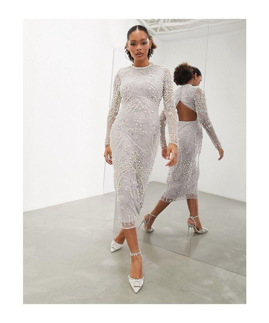 Pearl embellished bodycon dress on sale