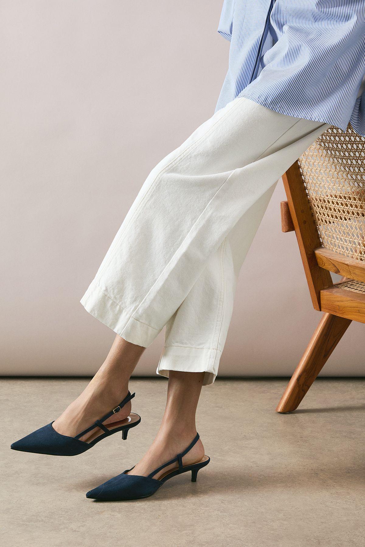 Wallis Sapphira Faux Suede Pointed Kitten Heel Slingback Court