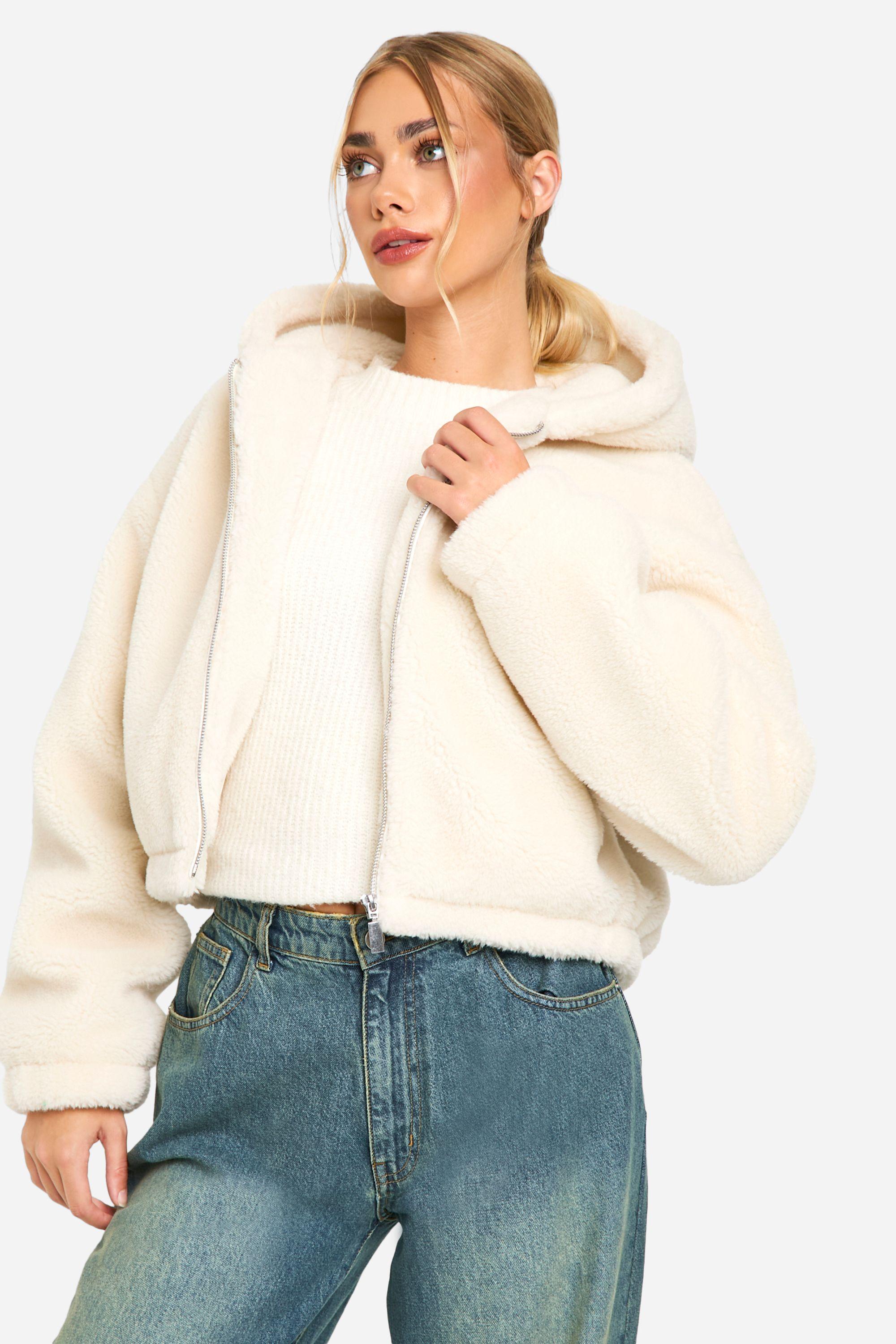 Fur Jacket Boohoo Teddy Coats Boohoo Hooded Teddy Faux Fur Coat In