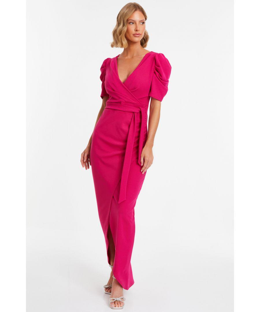 Quiz pink wrap dress online