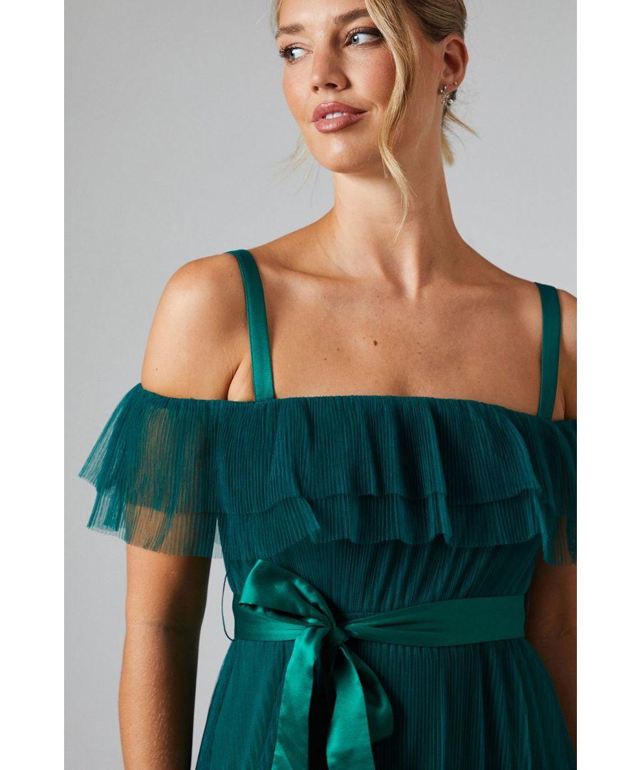 Pleated skirt bridesmaid dress hotsell
