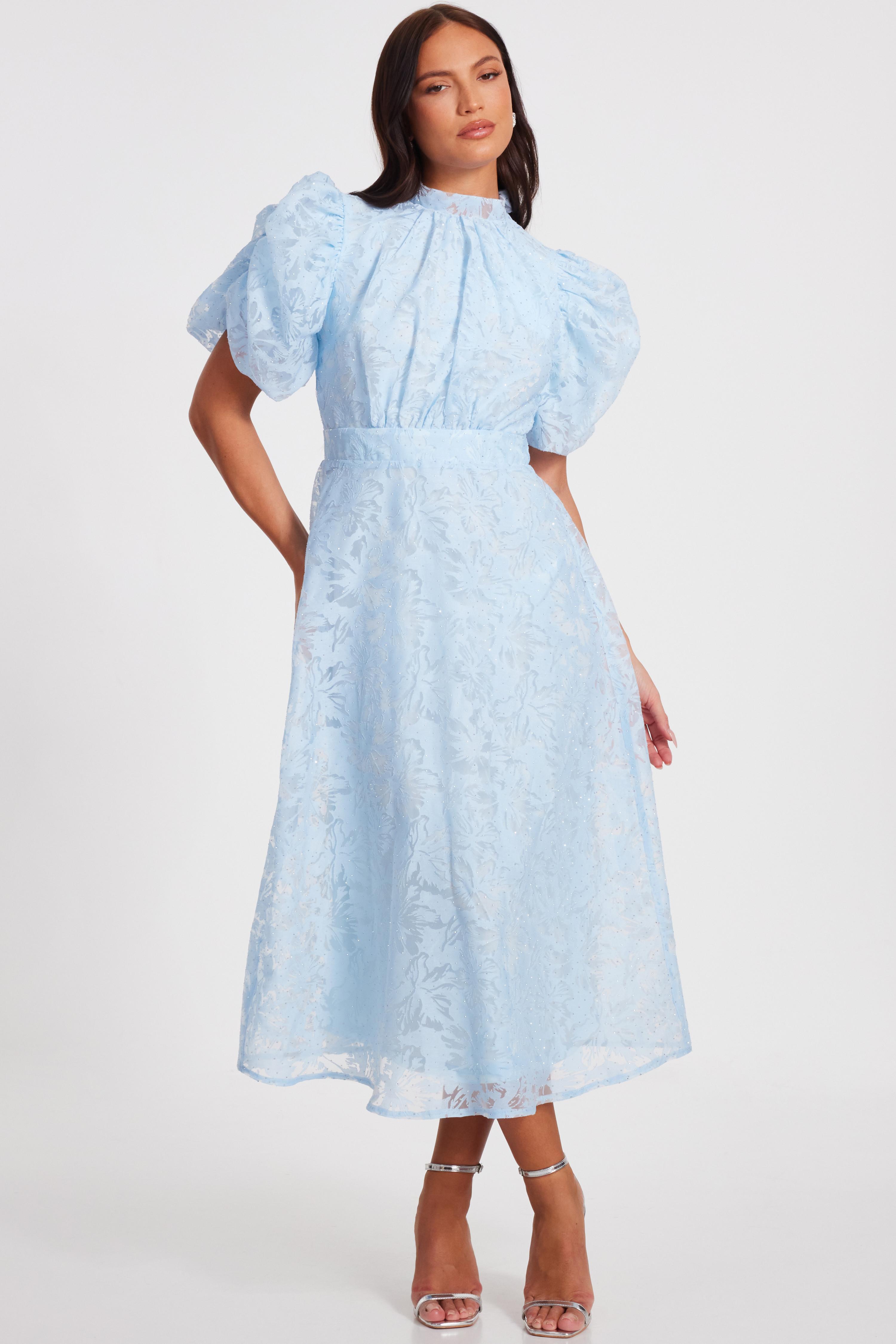 Quiz Chiffon Diamante Midi Dress in Blue | Lyst UK