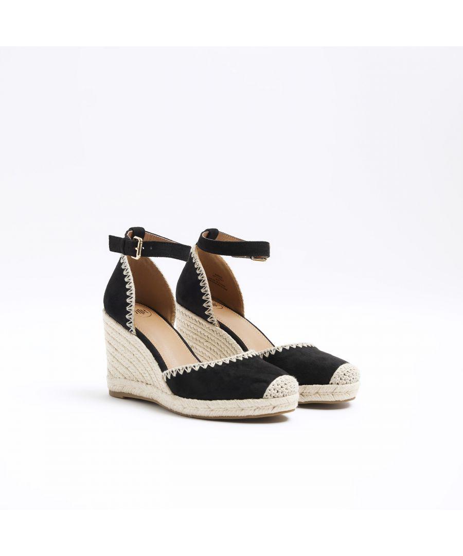 Espadrille Sandals Stitch Wedge Suede
