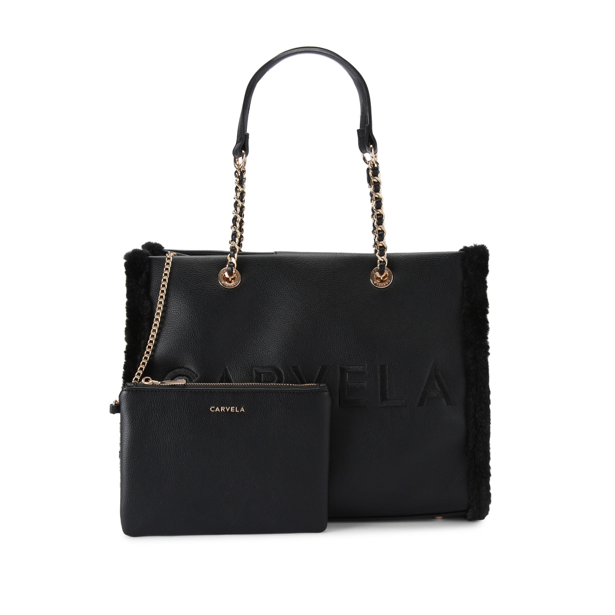 Carvela Kurt Geiger Frame Fur Tote Bag in Black Lyst UK