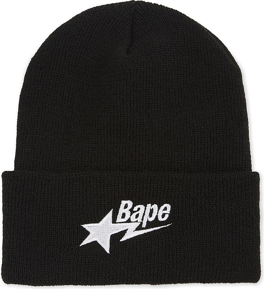 A Bathing Ape Bape Star Knitted Beanie in Black for Men - Lyst