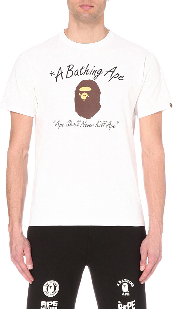Lilla nær ved Oh A Bathing Ape Ape Shall Never Kill Ape Cotton-jersey T-shirt in White for  Men | Lyst