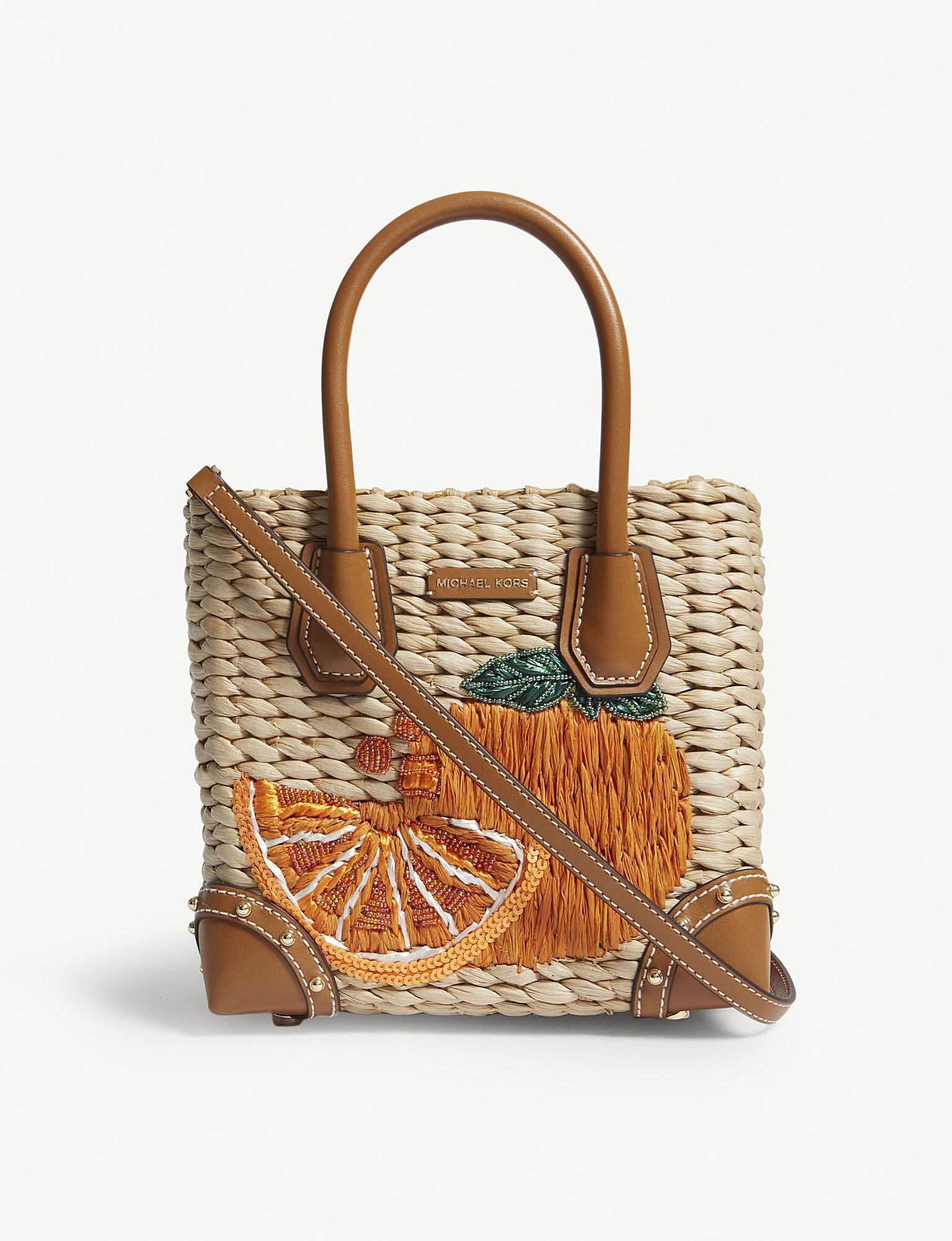 michael kors malibu straw tote