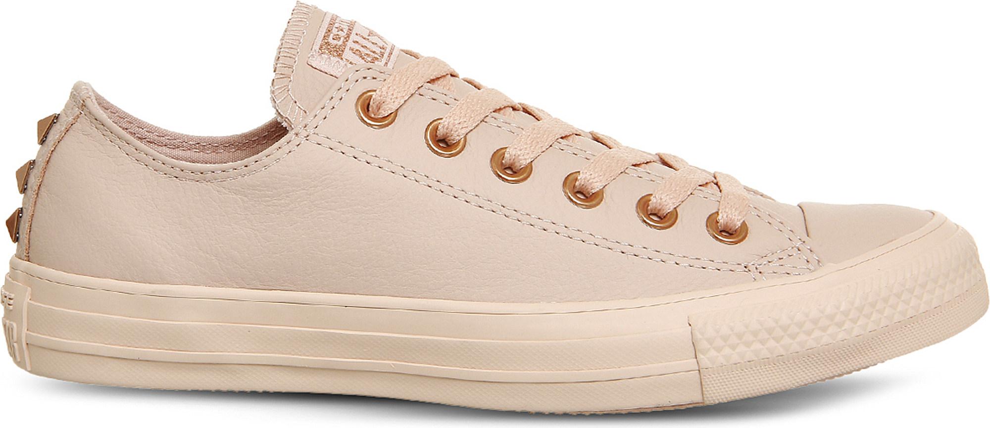 Converse All Star Low-top Studded Leather Trainers in Pink - Lyst