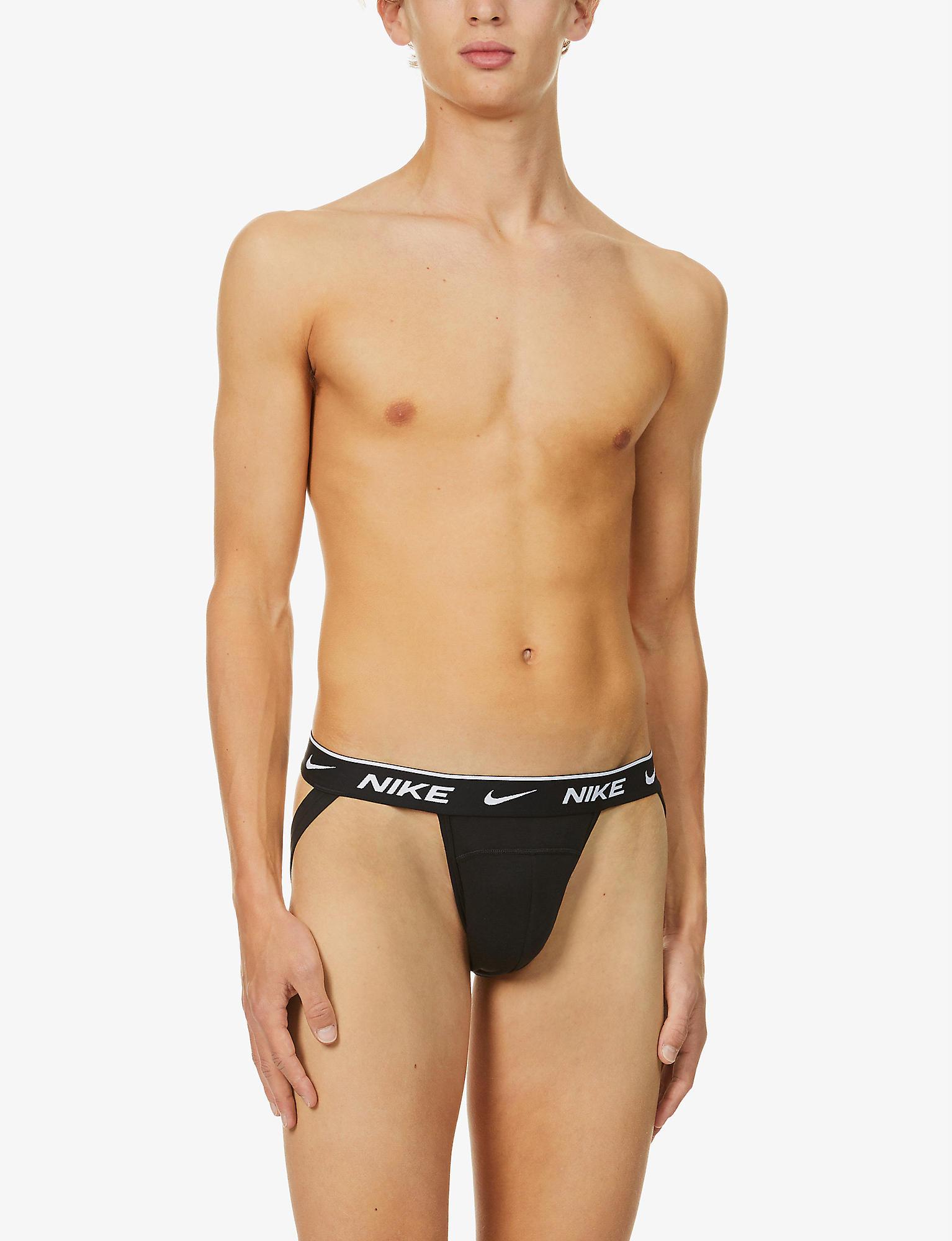 Nike Mens Black Logo-print Stretch 