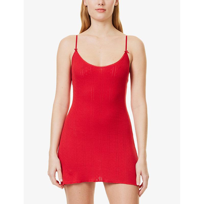 cou cou intimates red dress Cou Cou Intimates The Cami Slip Dress in Cherry Red