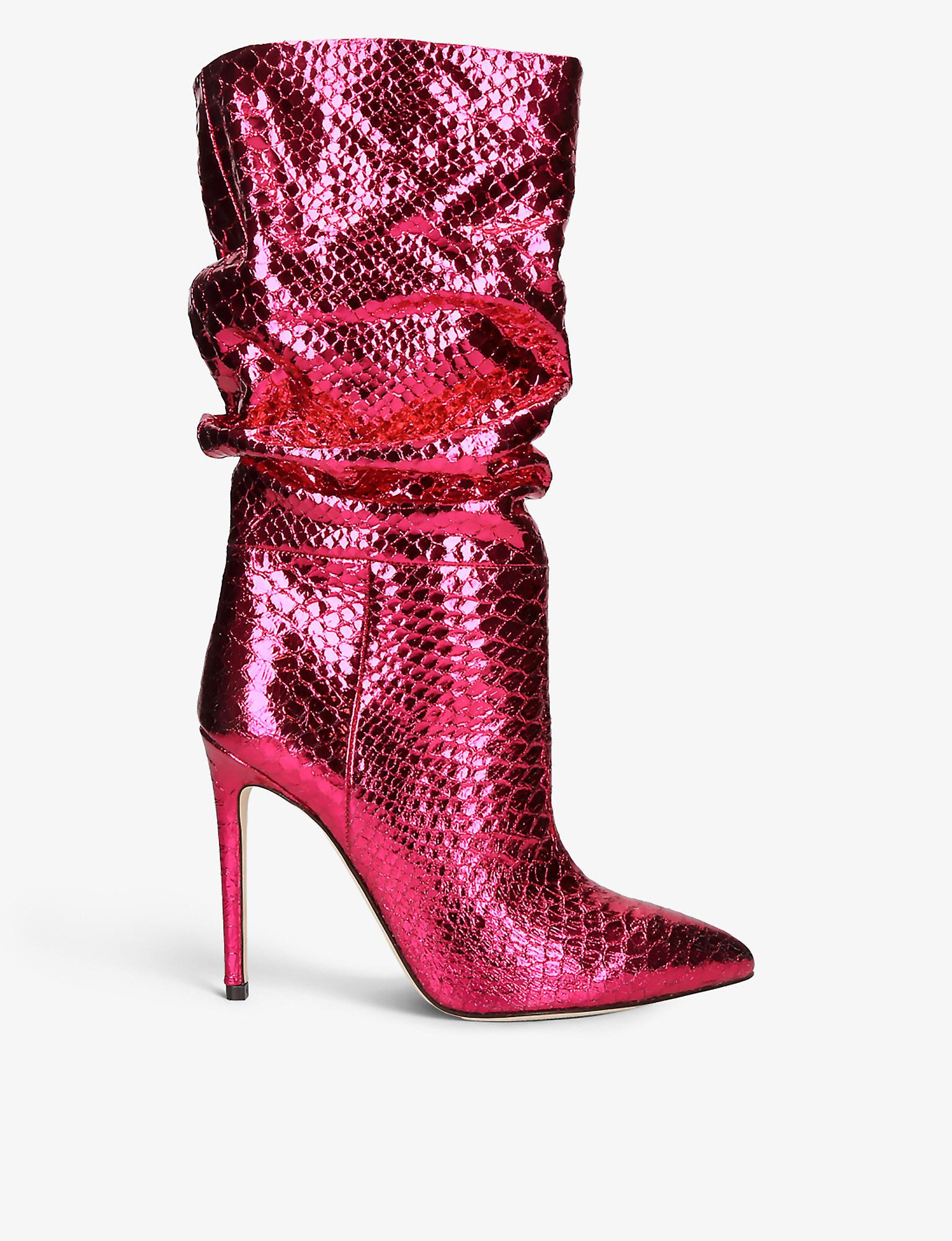 Paris Texas Slouchy Pointed-toe Patent Heeled Boots in Red | Lyst