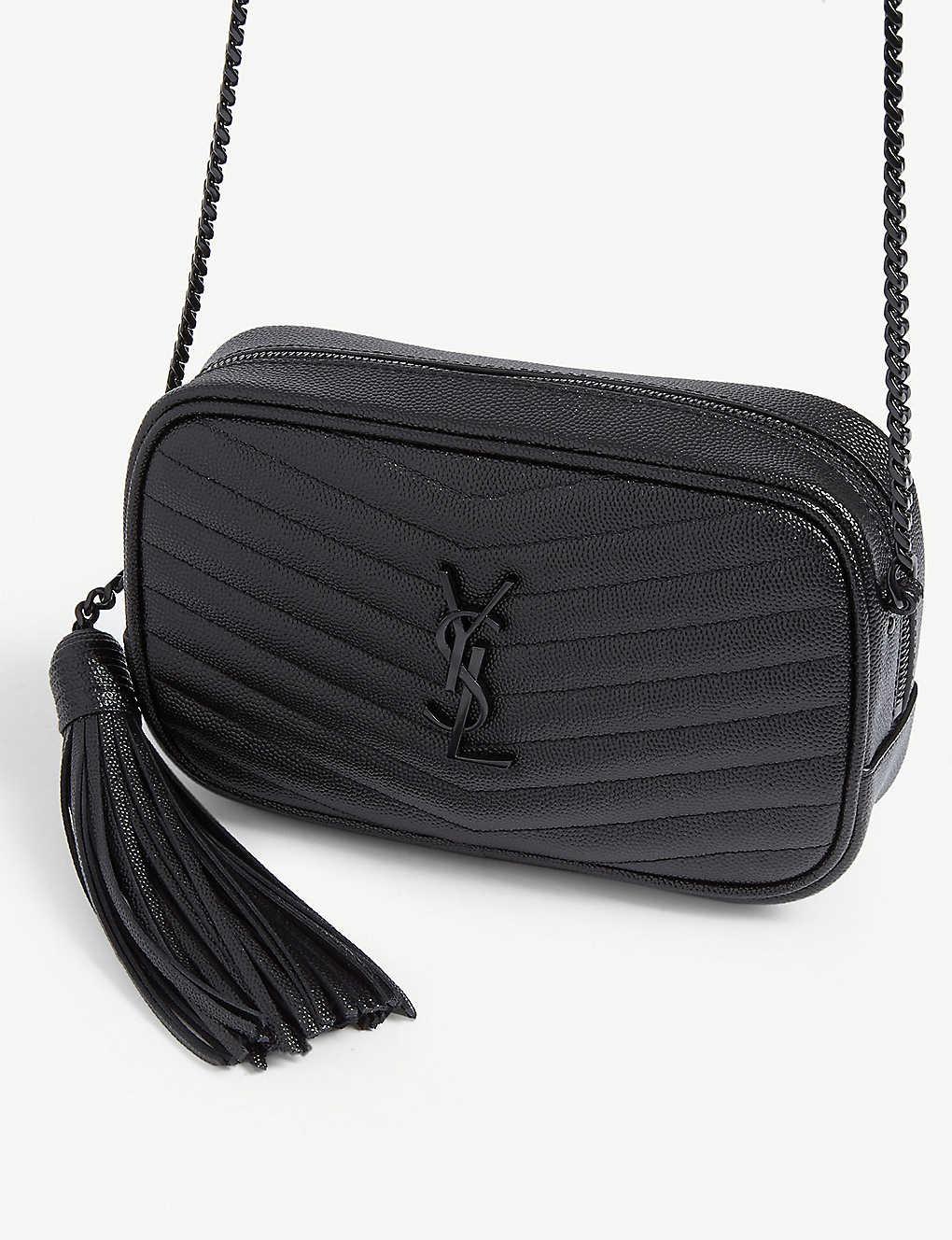 YVES SAINT LAURENT Mini Lou Grain De Poudre Camera Bag Black