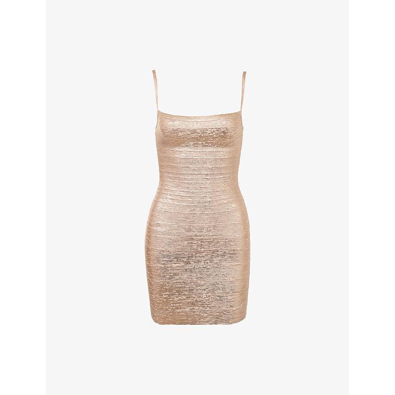 House Of Cb The Body Bandage Woven Mini Dress in Natural | Lyst