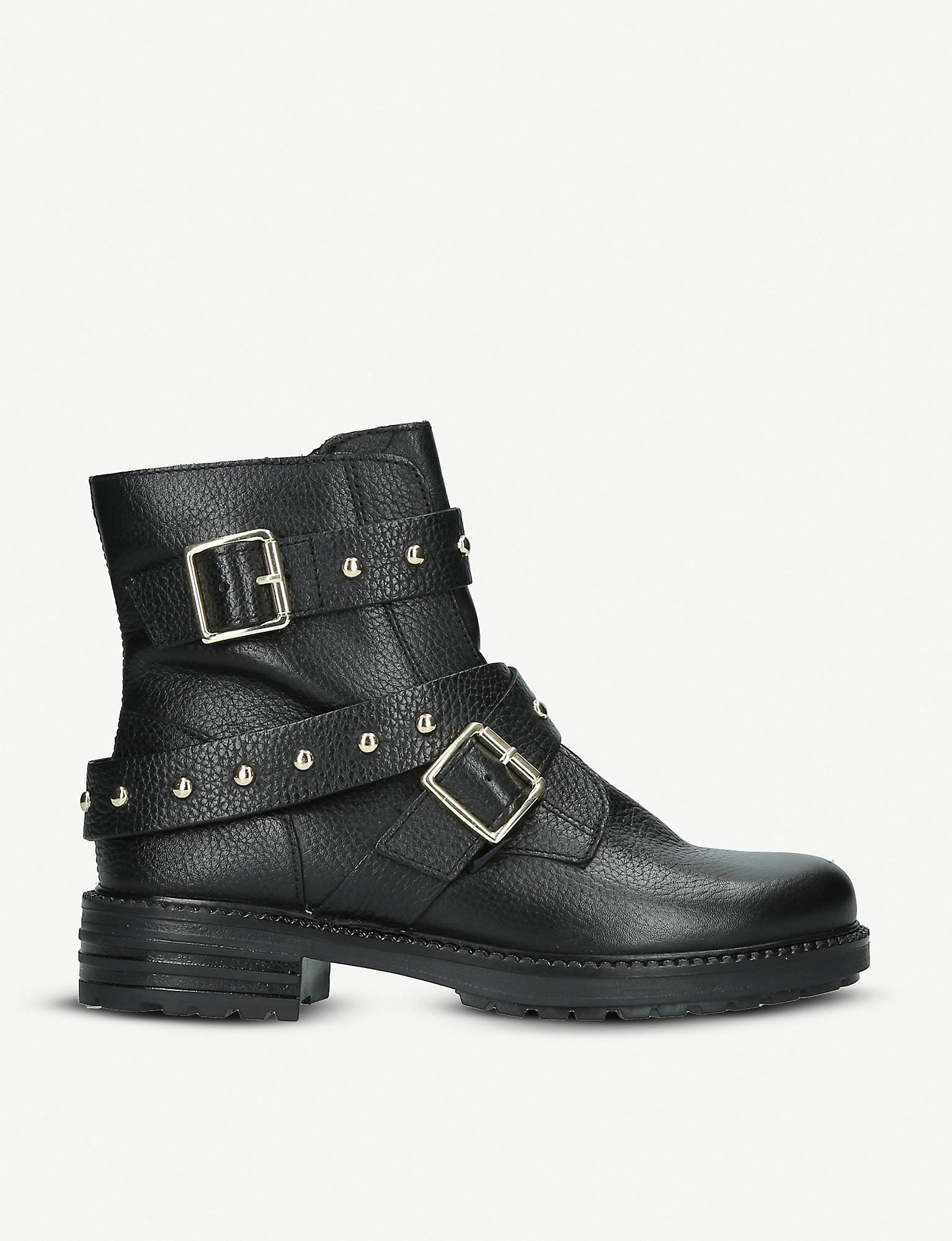 Black Stinger Studded Leather Boots 