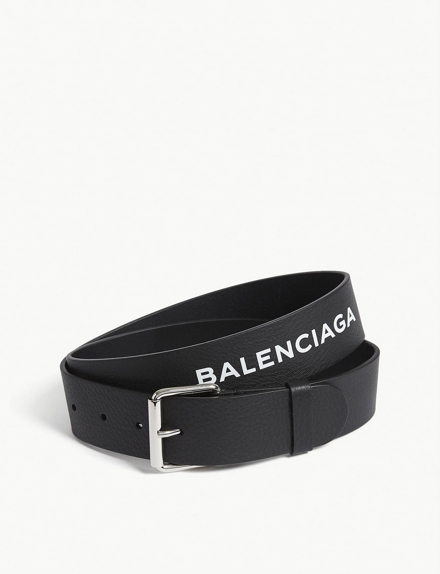 Balenciaga White And Black Baltimore Logo-print Leather Belt for Men | Lyst