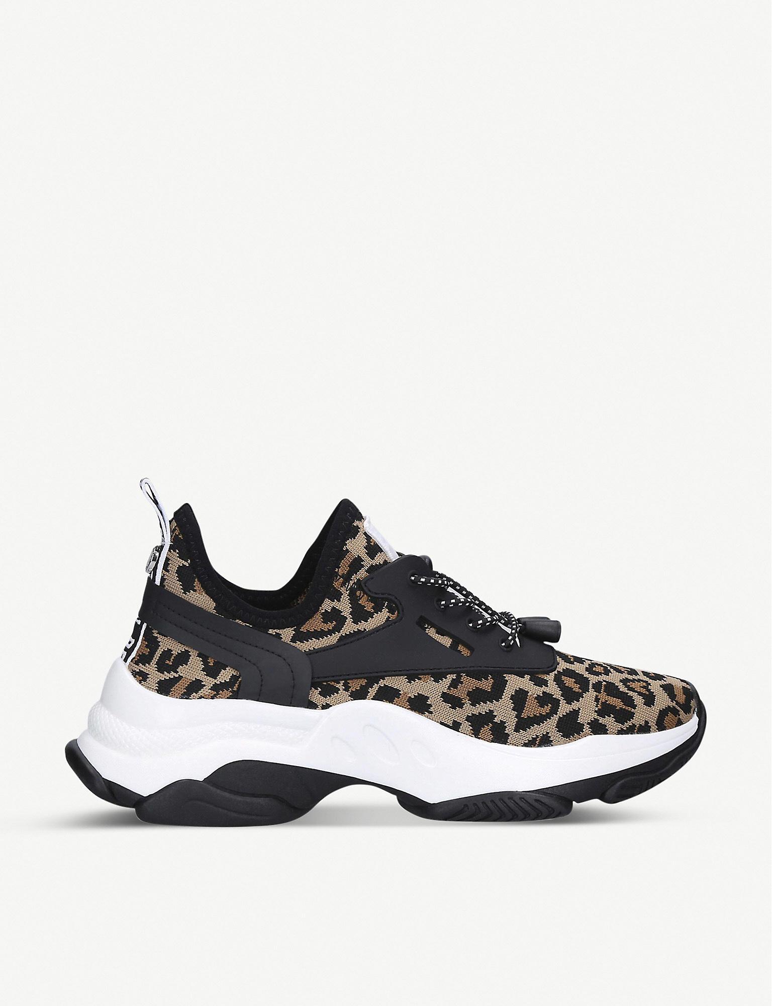 Steve Madden Match Animal-print Knitted Trainers in Black | Lyst
