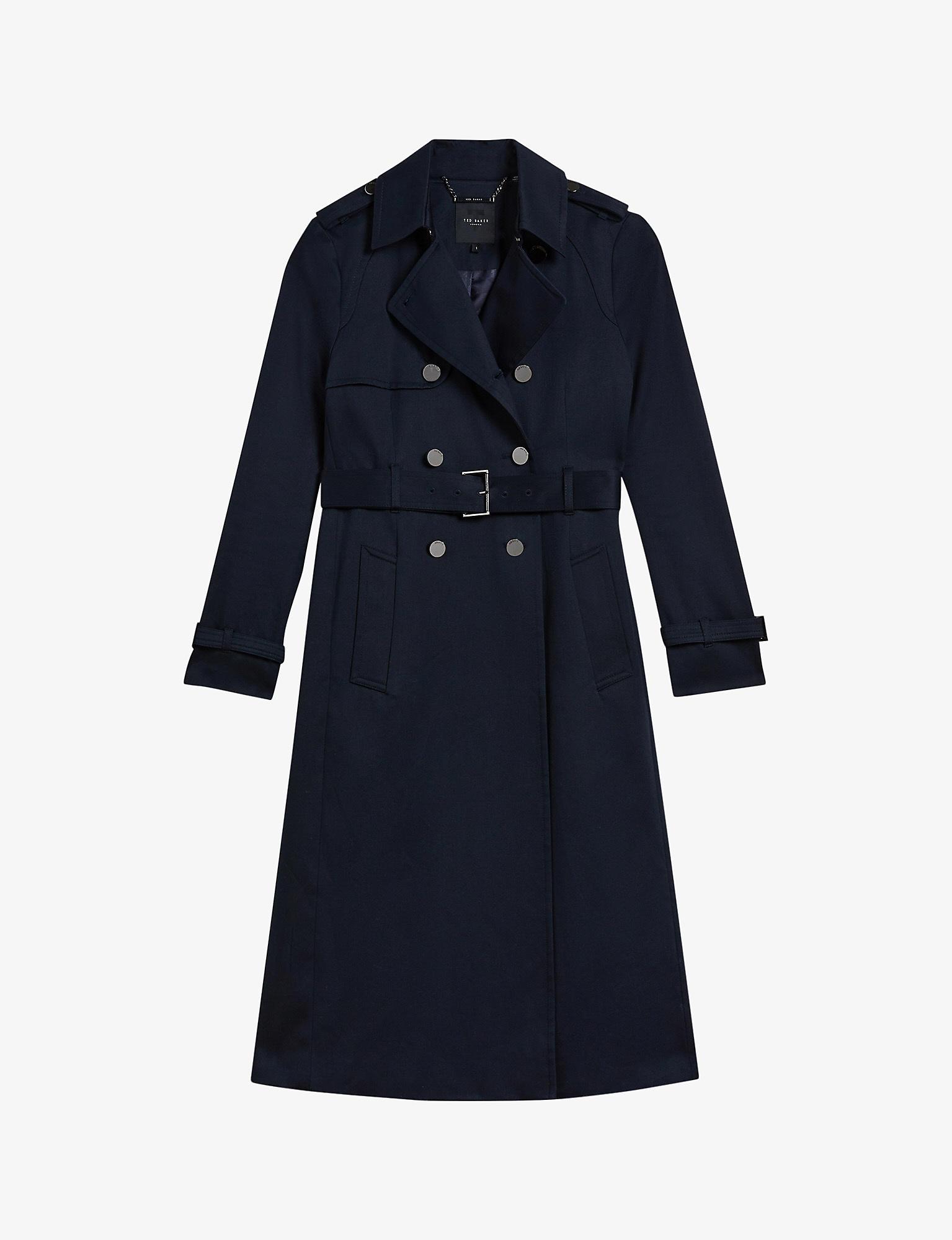 Ted Baker Robbii Lightweight Doublebreasted Cotton Trench Coat in Navy (Blue) Lyst UK