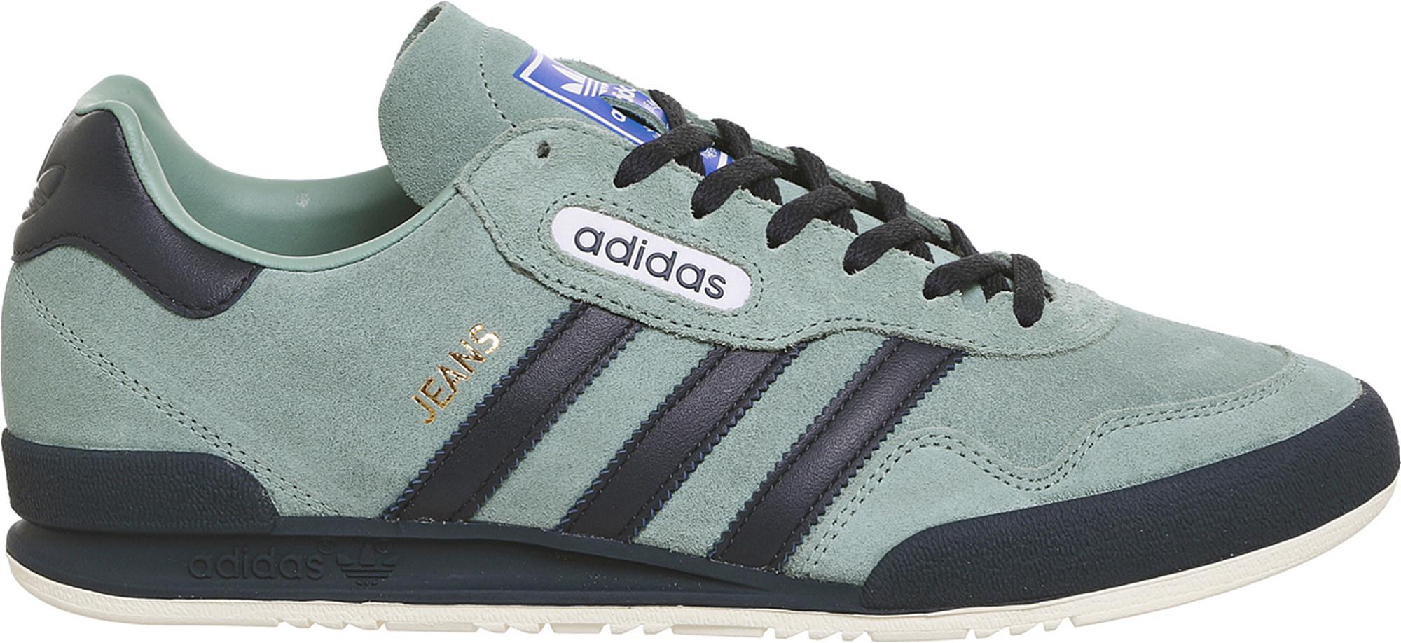grey and blue adidas jeans