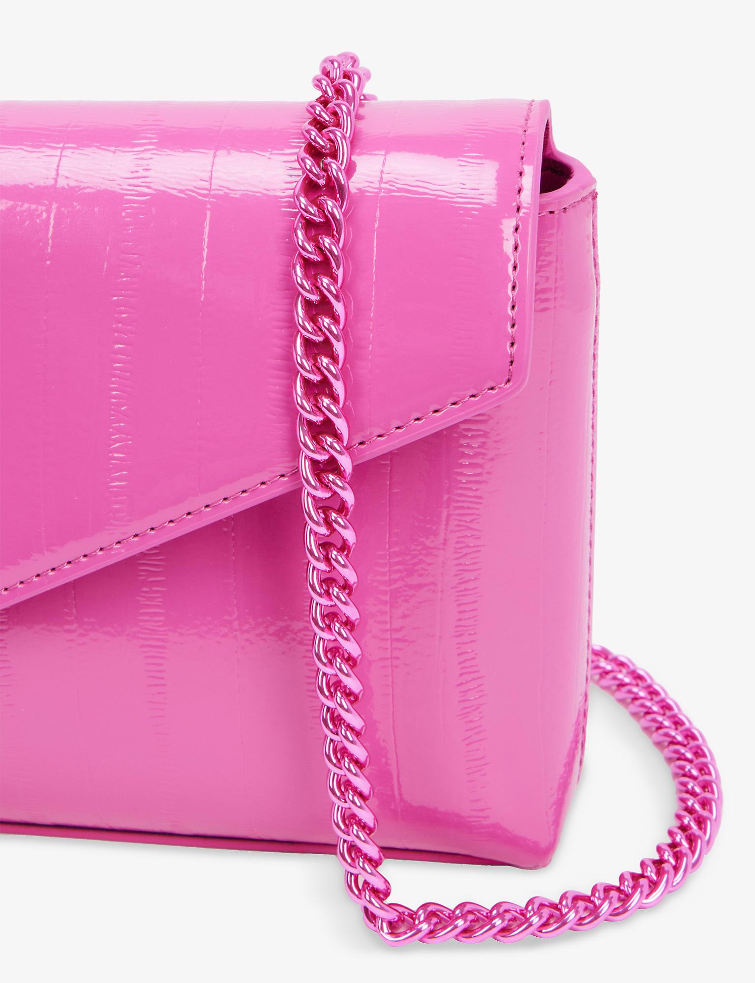 Kurt Geiger Shoreditch Textured Patent Leather Clutch in Pink | Lyst