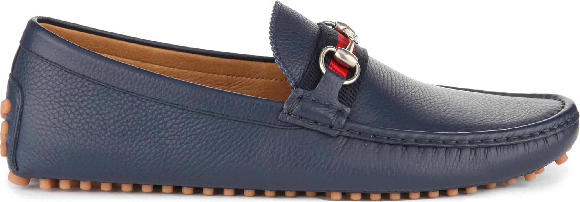 Gucci Leather Driving Shoes in Blue for Men | Lyst
